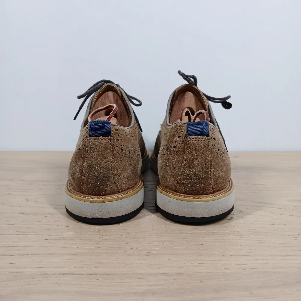 Blake‎ McKay Carson Tan Suede Leather Wingtip Oxford Brogue Shoes 404